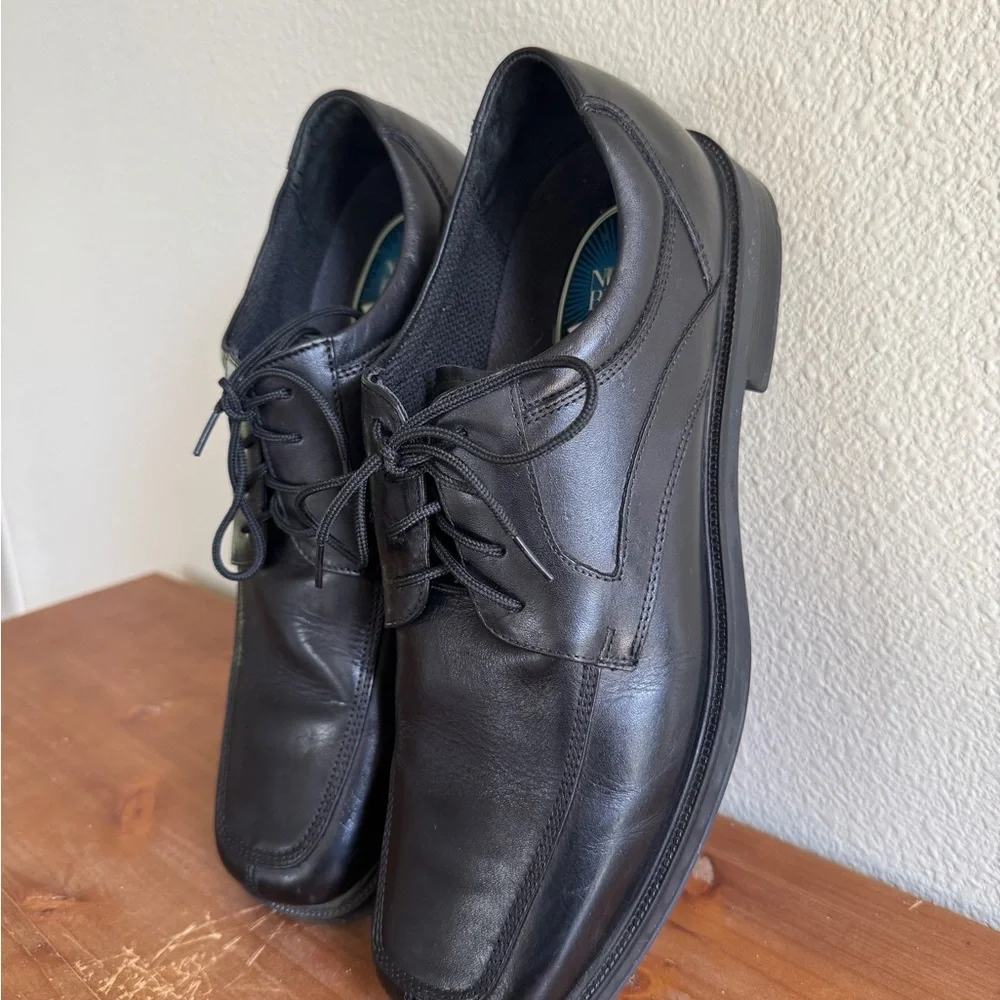 Nunn Bush Comfort Gel Black Leather Derby Shoes 12M Oxford Dress Business Office